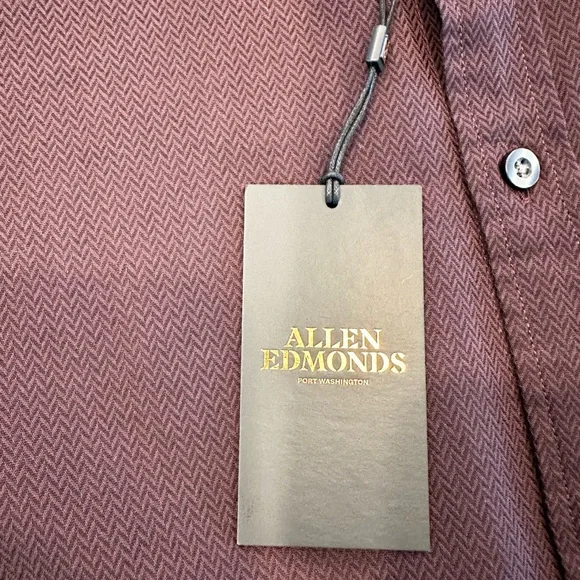 Allen Edmonds Men's Burgundy Button Down Shirt, 100% cotton - Picture 3 of 9